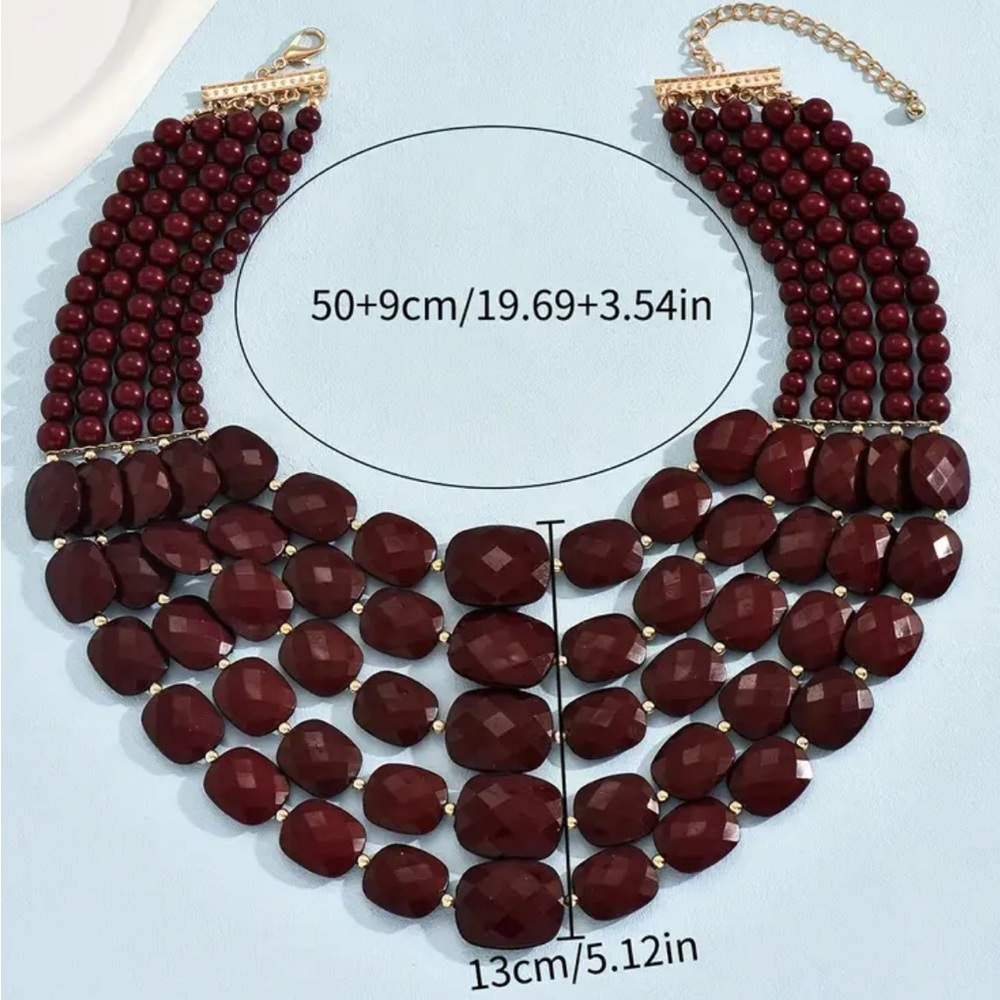 Mustard Acrylic Beaded Necklace - Picture 3 of 3